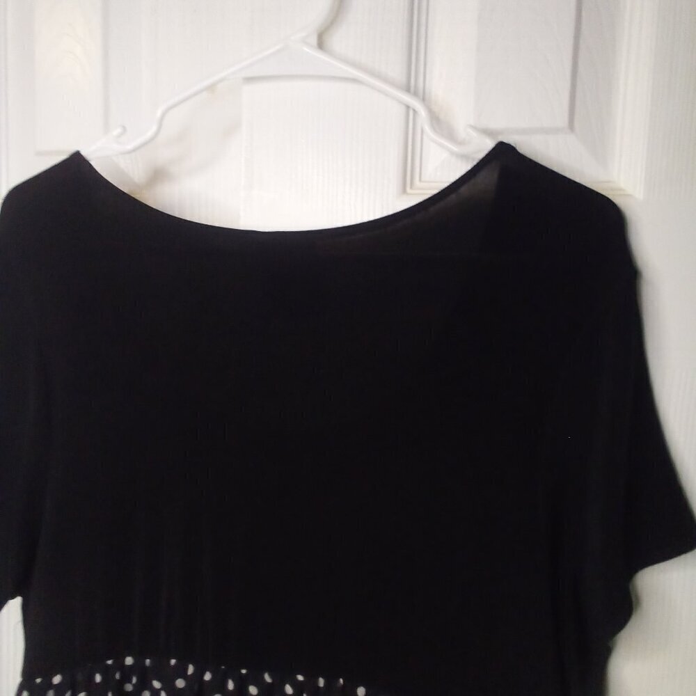 Citiknits Dress Women L Short Sleeve Polka Dot Black White - Picture 14 of 16